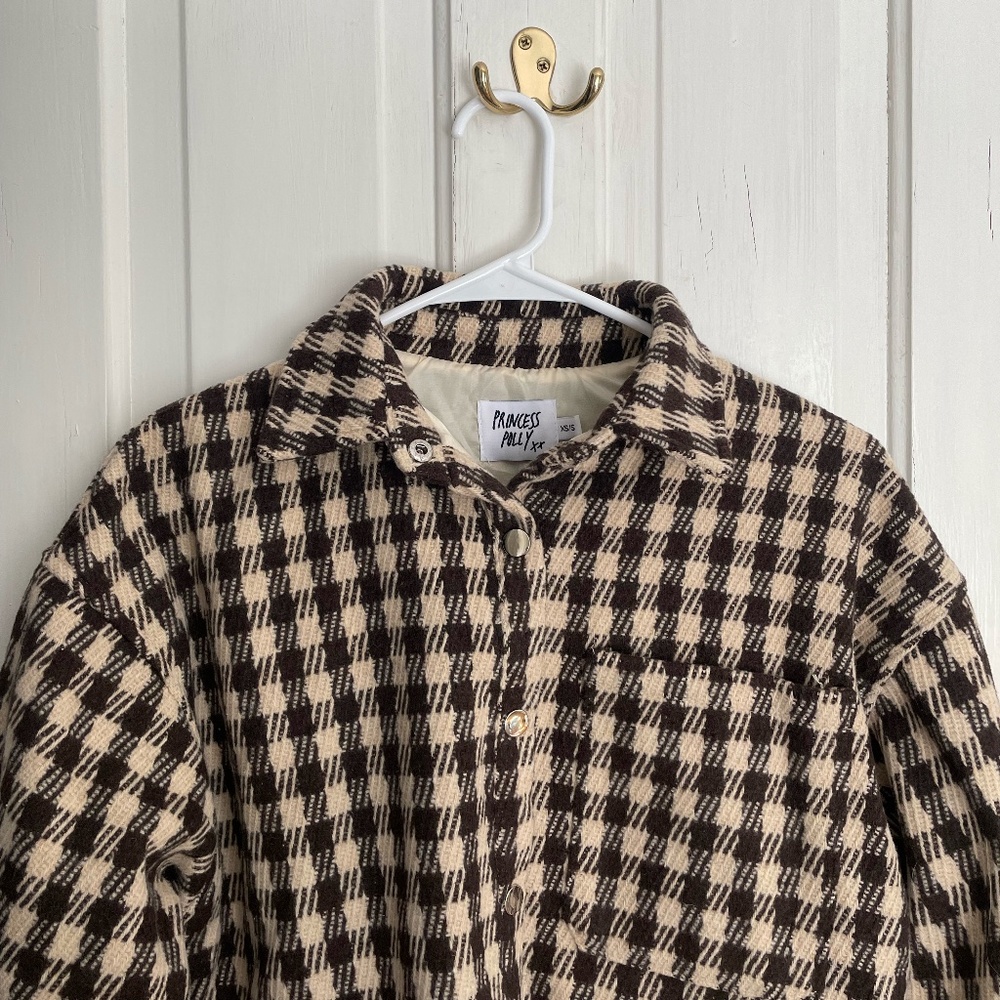 Princess Polly Harry Jacket Check Beige - Picture 3 of 6
